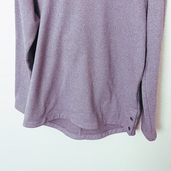 [The North Face] Purple Knit Stitch Fleece Hoodie Snap Button Mock Neck Sz Large - Picture 10 of 12